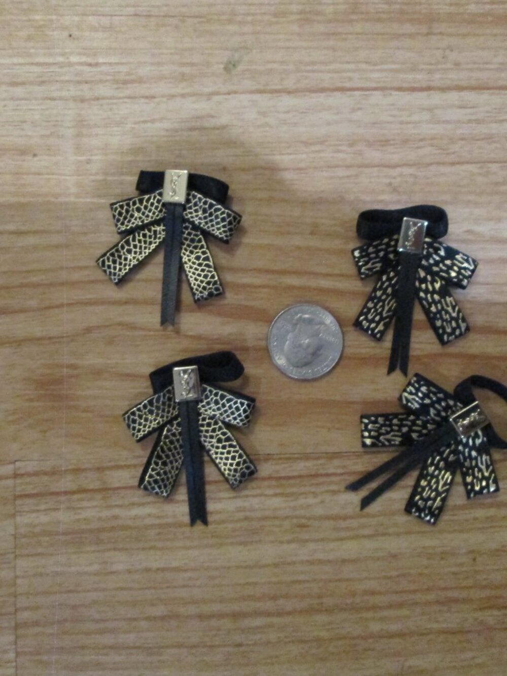 YSL decorative bows, 4 for gifts,hair,crafts or just because! Black&gold